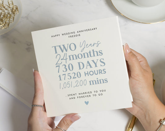 Anniversary Card, 2nd Anniversary Card, Personalised Anniversary Card, Wedding Anniversary Card, Romantic Card, Custom Card for Couple