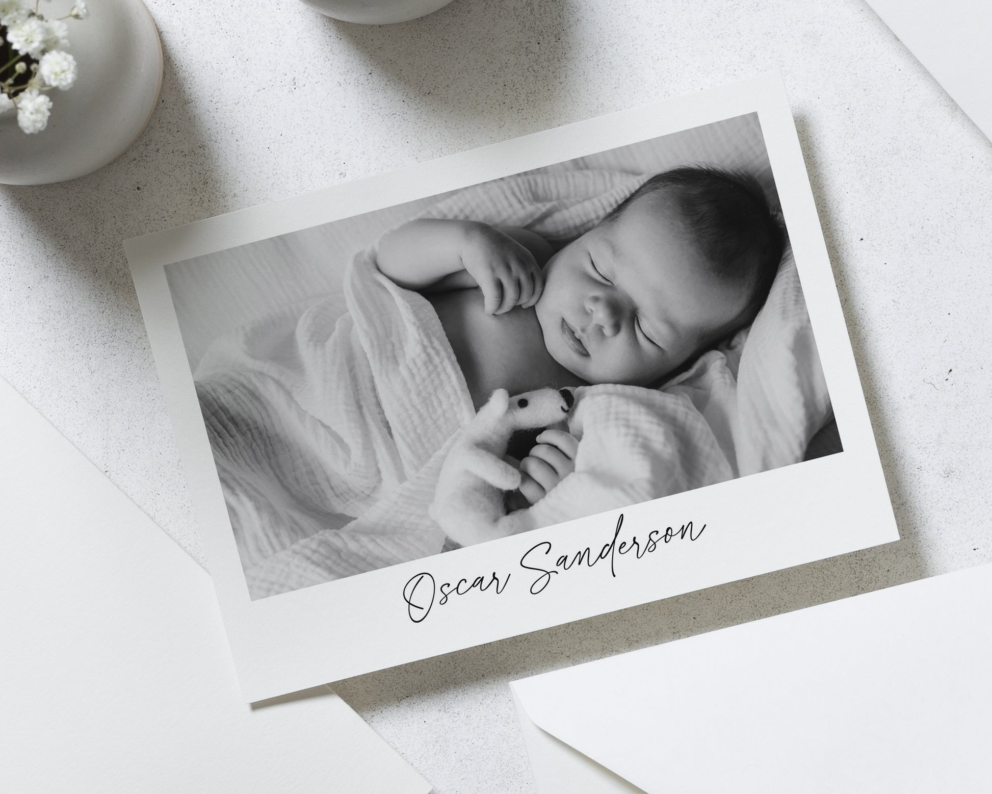 Personalised Baby Thank You Cards, Photo Baby Thank You Card, Birth Announcement Card, Folded Baby Thank You Cards, A6 5x7 Simple