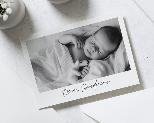 Personalised Baby Thank You Cards, Photo Baby Thank You Card, Birth Announcement Card, Folded Baby Thank You Cards, A6 5x7 Simple