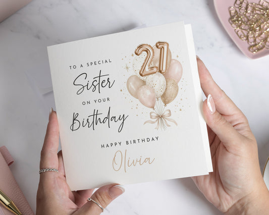 21st Birthday Card for Sister, Sister 21st Birthday Card, Personalised Birthday Card for Her, Birthday Card for Sister, 21st Card for Her
