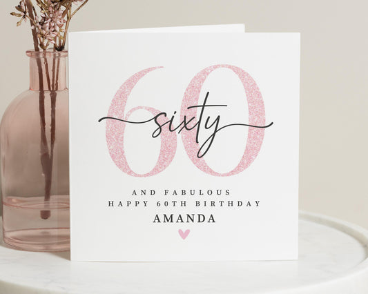 60th Birthday Card for Her, Personalised 60th Birthday Card, Birthday Card for Mum, Birthday Card for Friend, Sixty Birthday Card