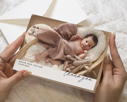Personalised Baby Thank You Cards, Photo Thank You Card, Birth Announcement Card, Minimal Baby Thank You Cards, New Baby Thank You Card