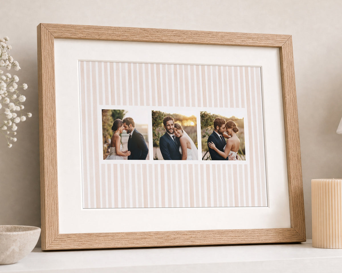 Personalised Photo Collage Print From Your Photos, Wedding Photo Wall Art, Gift for Couple, Anniversary Gift, Oak Framed Print With Mount