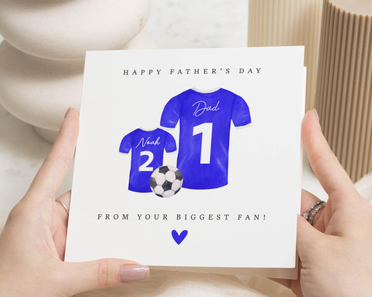 Fathers Day Card, Fathers Day Card from Son, Personalised Football Card, Dad Birthday Card, Daddy Card, Football Shirt Card