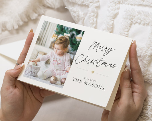 Personalised Photo Christmas Cards, Pack of Christmas Cards, Pack of 10, 20, 50 or 100, Family Christmas Card, Custom Name Card