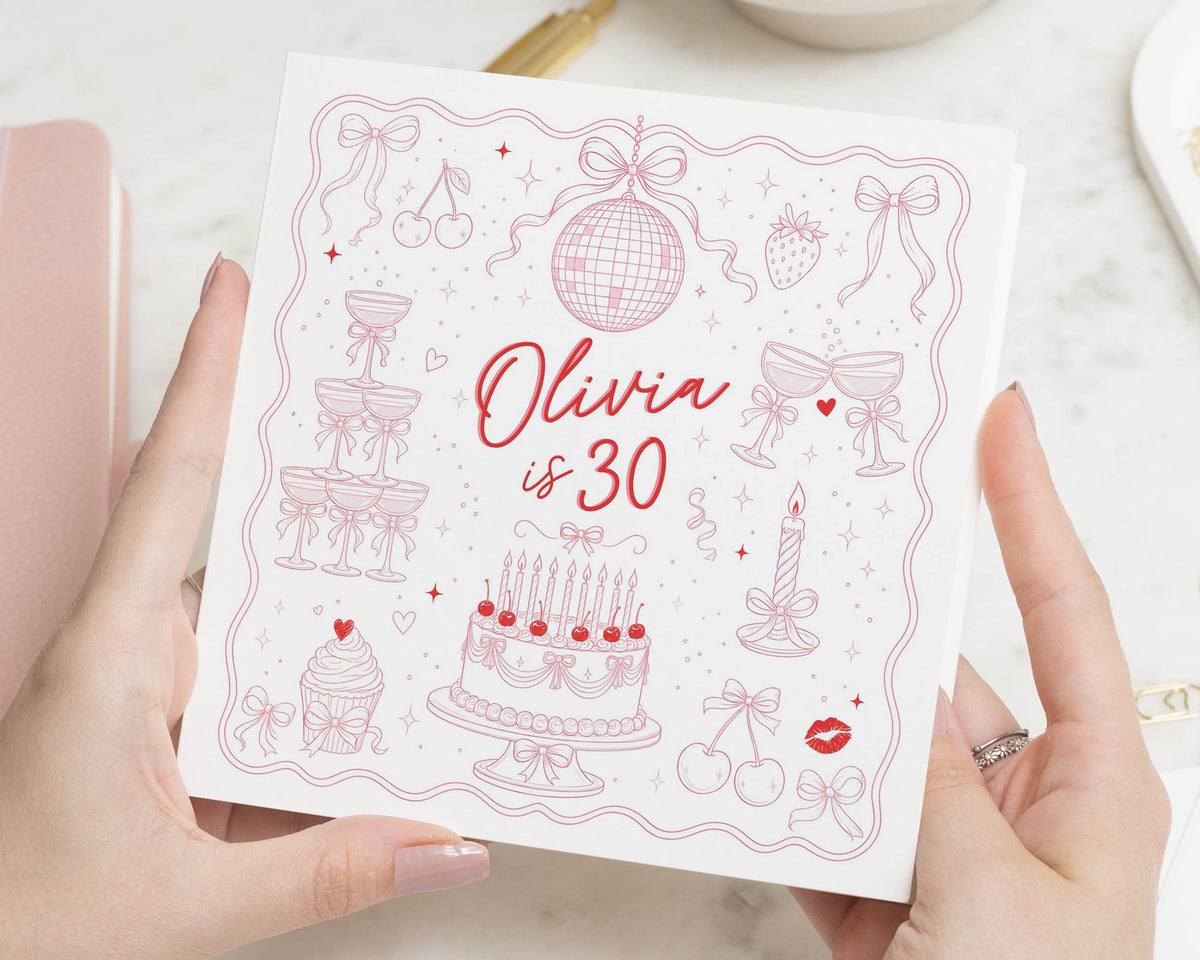 30th Birthday Card for Her, Personalised 30th Birthday Card, Birthday Card for Friend, Daughter Birthday Card, Sister Card, Girlfriend Card