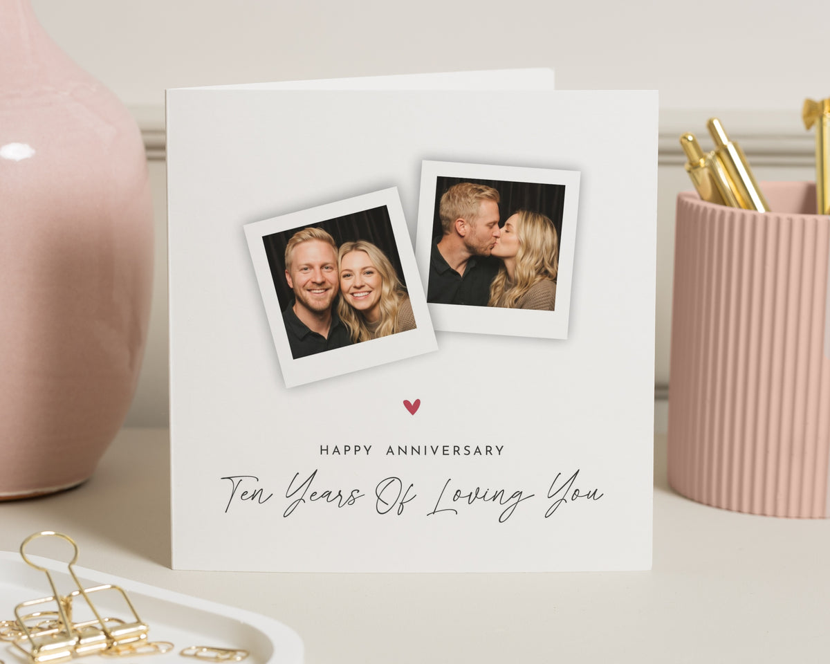 Anniversary Card, Personalised Photo Anniversary Card, 10th Wedding Anniversary Card, Anniversary Card for Husband, Wife Anniversary Card