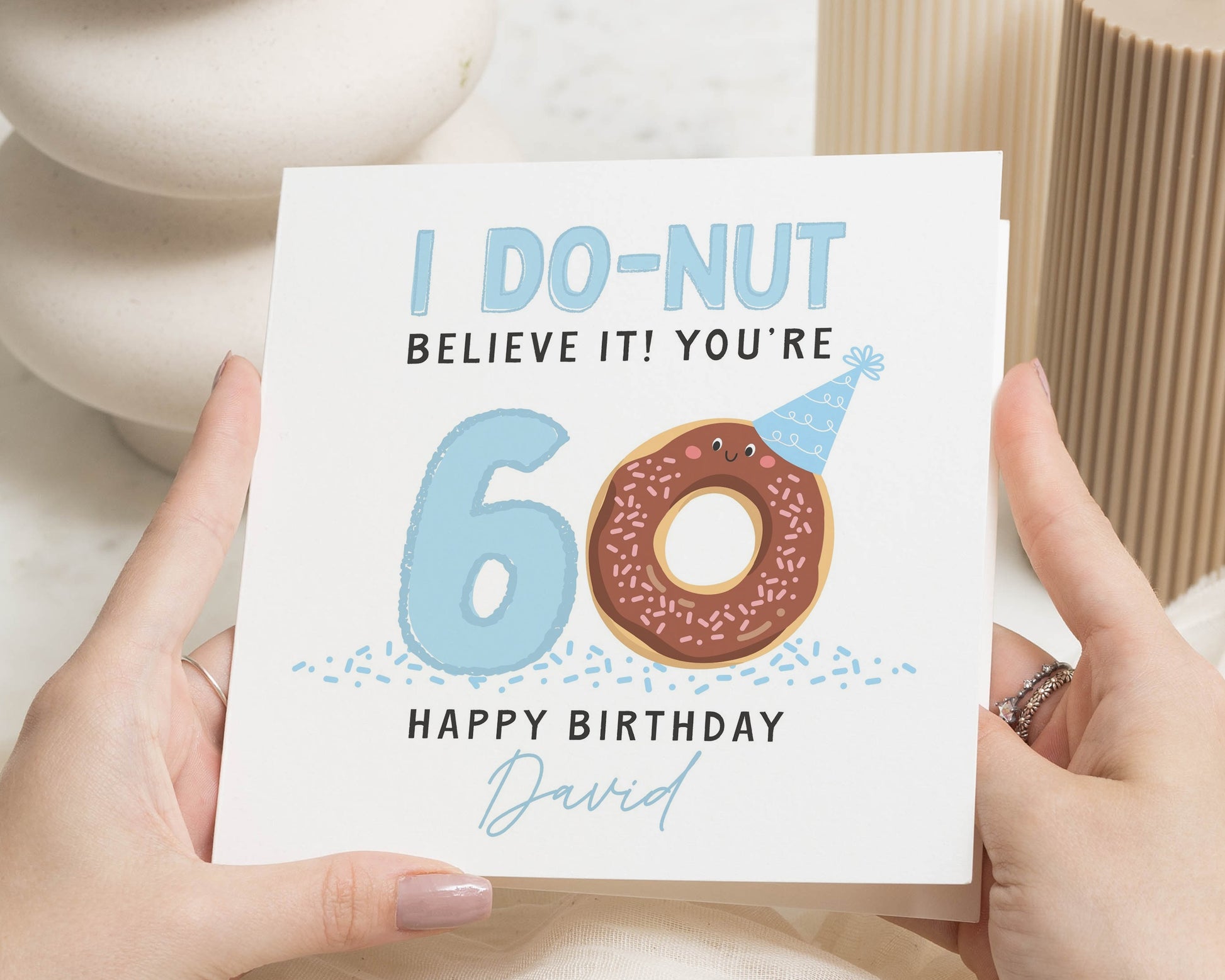 60th Birthday Card, Funny Birthday Card for Him, Doughnut Birthday Card, Personalised 60th Birthday Card, Birthday Card for Dad