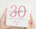 30th Birthday Card for Granddaughter, Personalised Birthday Card, Custom Granddaughter Birthday Card, Pink Printed Metallic Effect Card