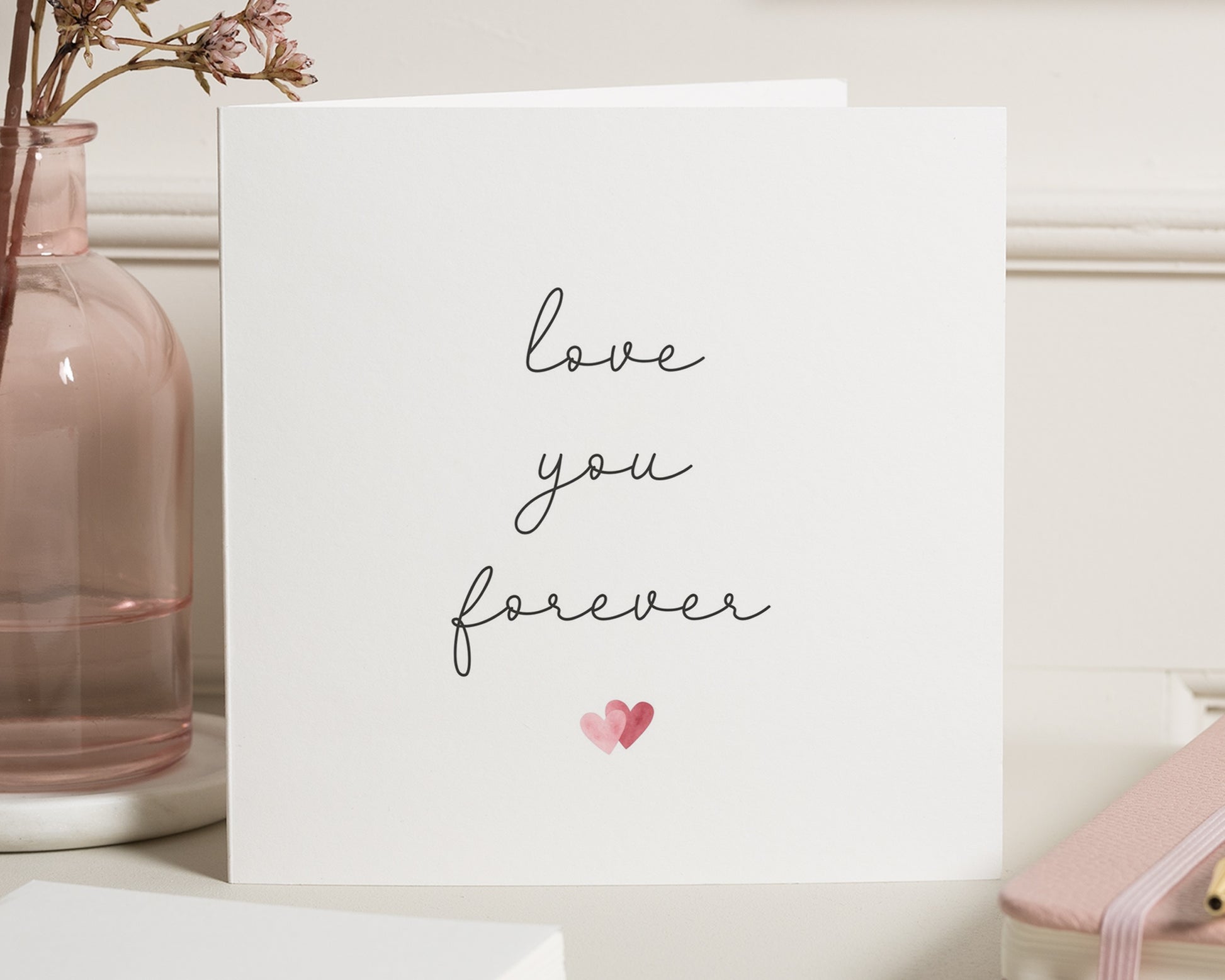 Romantic Card, Love You Forever Card, Anniversary Card, Valentines Day Card, Card for Her, Card for Him, Minimalist Love Card