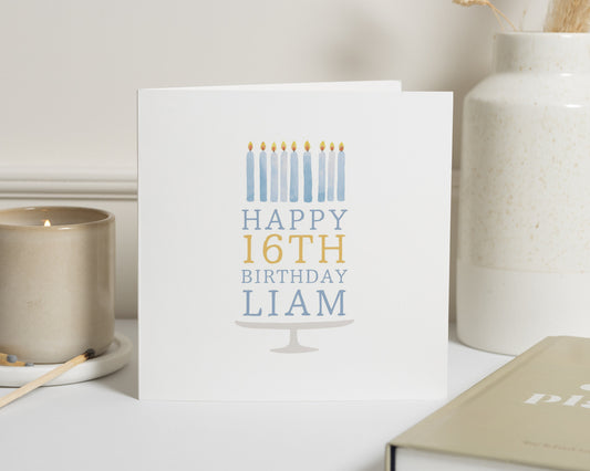 16th Birthday Card, Personalised Birthday Card for Boy, Custom Birthday Card for Him, Simple Birthday Card, Birthday Card for Teenager