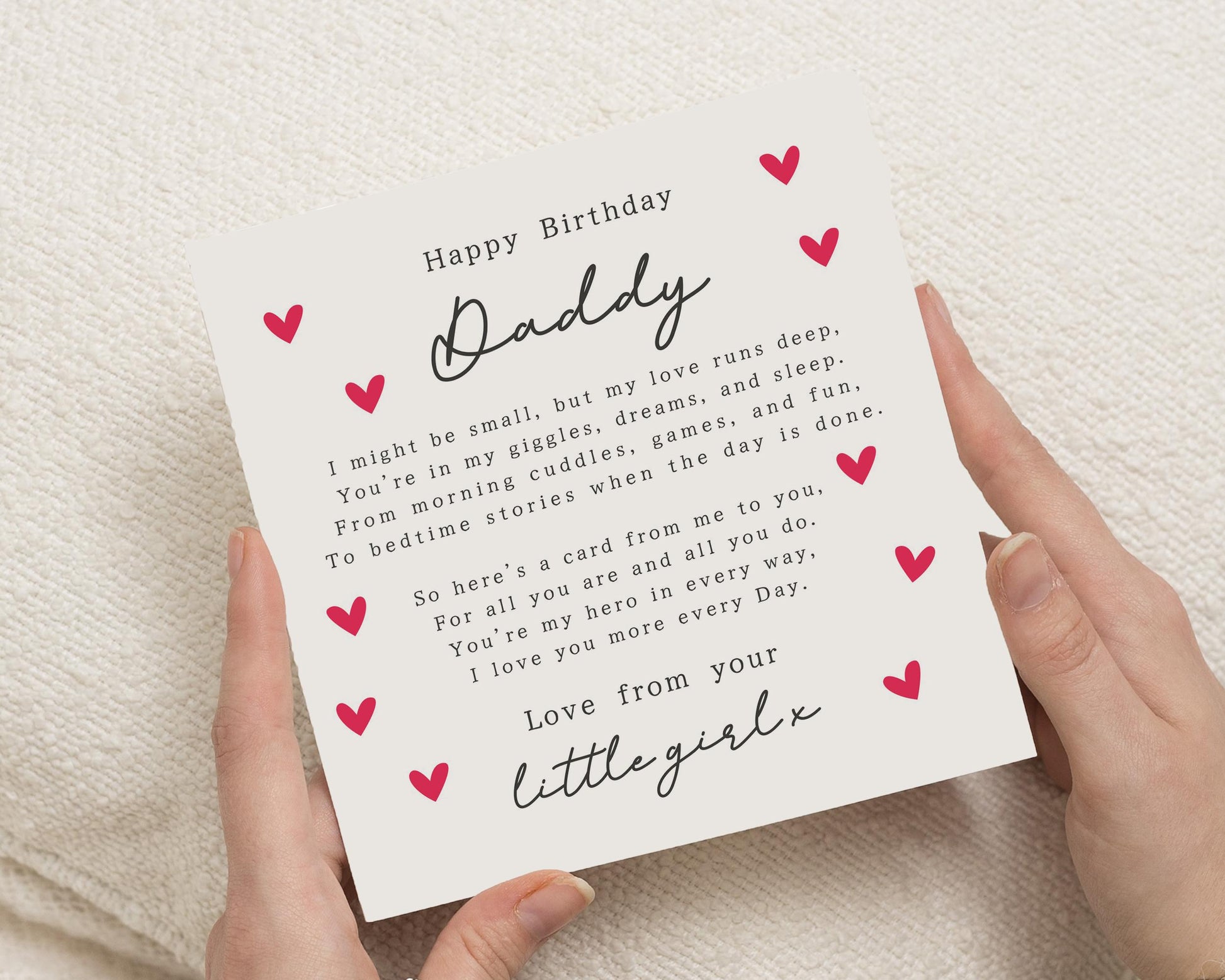 Birthday Card for Daddy, Birthday Card from Daughter, Daddy Birthday Card, Cute Birthday Card for Dad, Personalised Birthday Card