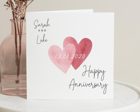 Anniversary Card, Personalised Anniversary Card, Custom Card for Couple, Heart Anniversary Card, Romantic Card for Him or Her