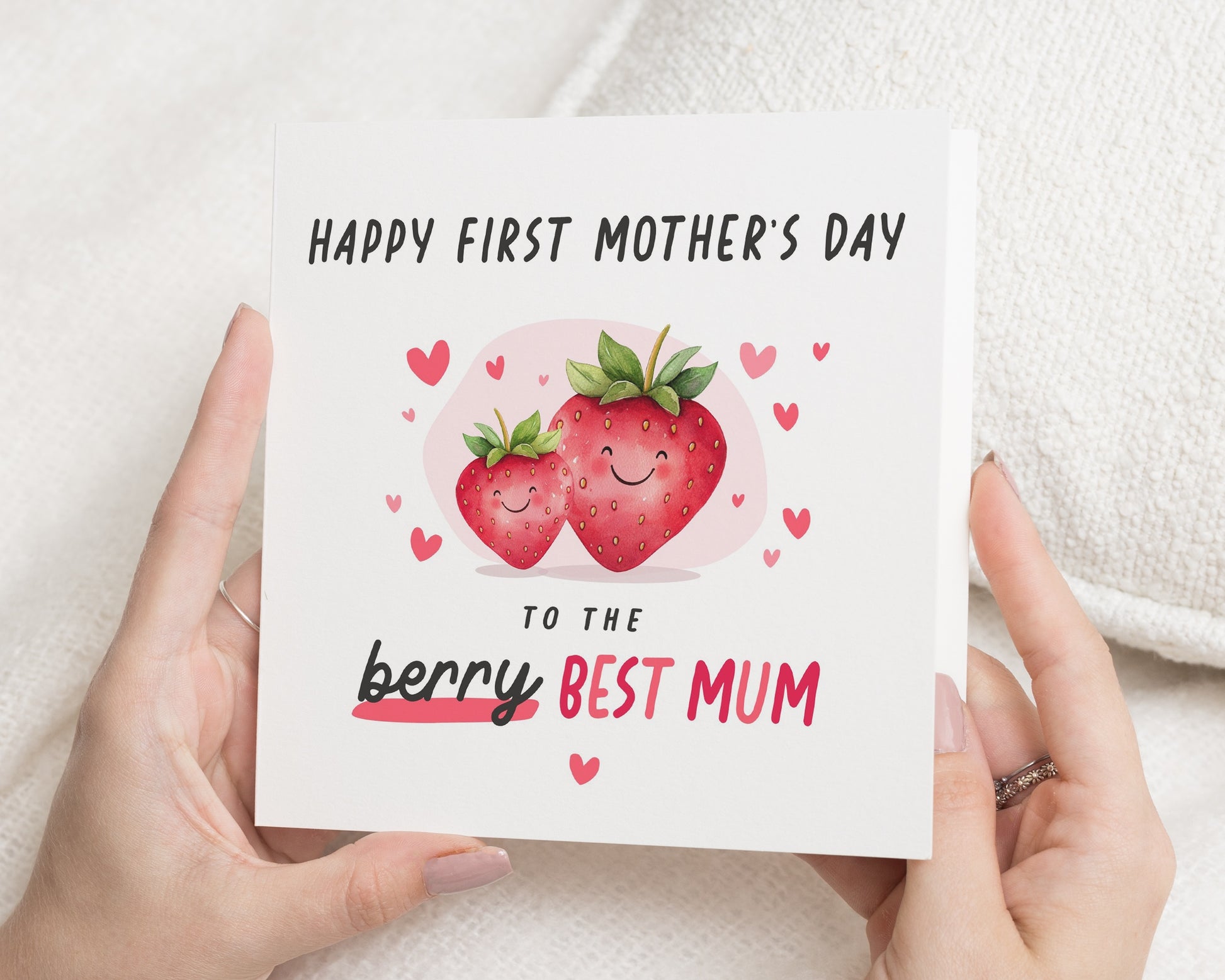 First Mothers Day Card, Mothers Day Card for Mum, Cute Strawberry Card, Berry Pun Card, New Mum Card, Card for Her, Mother's Day Gift