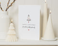 Personalised Christmas Card, Minimalist Christmas Tree Card, Custom Family Name, Folded Christmas Card, Single or Multipack