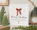 Christmas Card for Daughter, Personalised Merry Christmas Card, Daughter Christmas Card, Christmas Card for Her, Red Bow Card