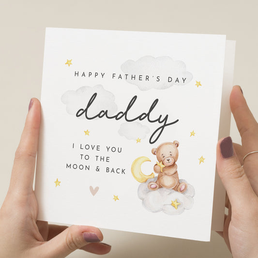 Cute Fathers Day Card For Daddy, Fathers Day Card From Baby, Dad I Love You To The Moon And Back, Fathers Day Gift For Him, From Daughter