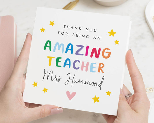 Thank You Teacher Card, Amazing Teacher Card, Personalised Teacher Card, Thank You Card for Teacher, End of Term Card, Teacher Gift