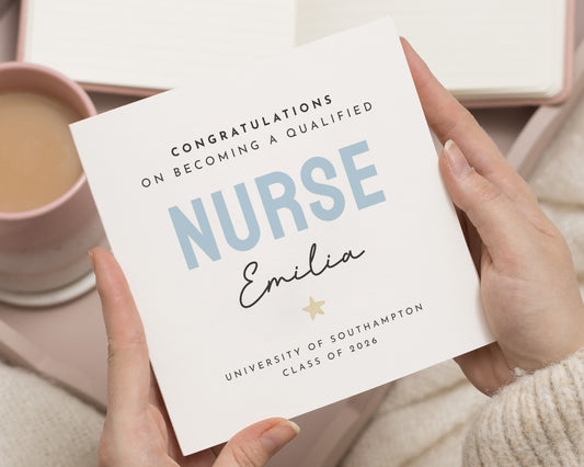 Congratulations Nurse Card, Personalised Nurse Graduation Card, Nurse Qualification Card, Graduation Card for Her, Custom Nurse Card