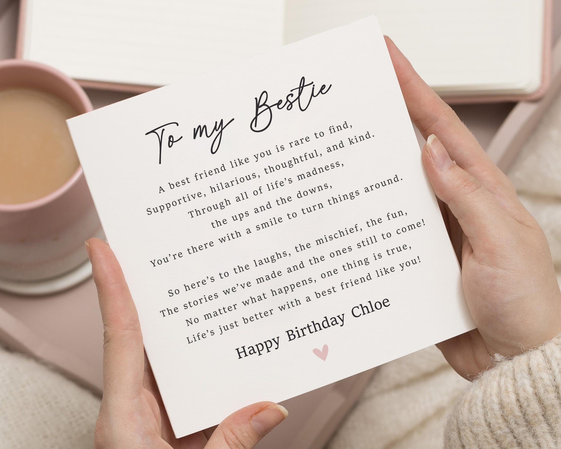 Birthday Card for Best Friend, Bestie Birthday Card, Birthday Card for Her, Personalised Friend Birthday Card, Poem Birthday Card
