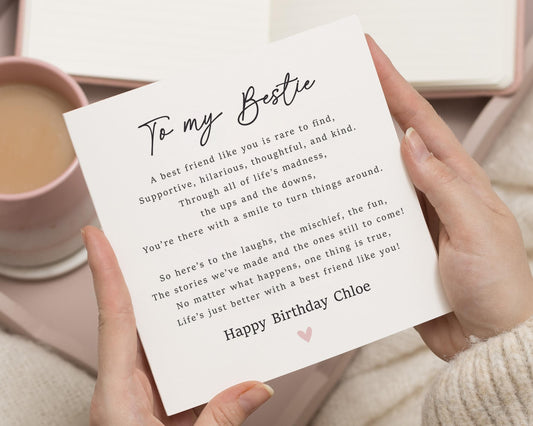 Birthday Card for Best Friend, Bestie Birthday Card, Birthday Card for Her, Personalised Friend Birthday Card, Poem Birthday Card