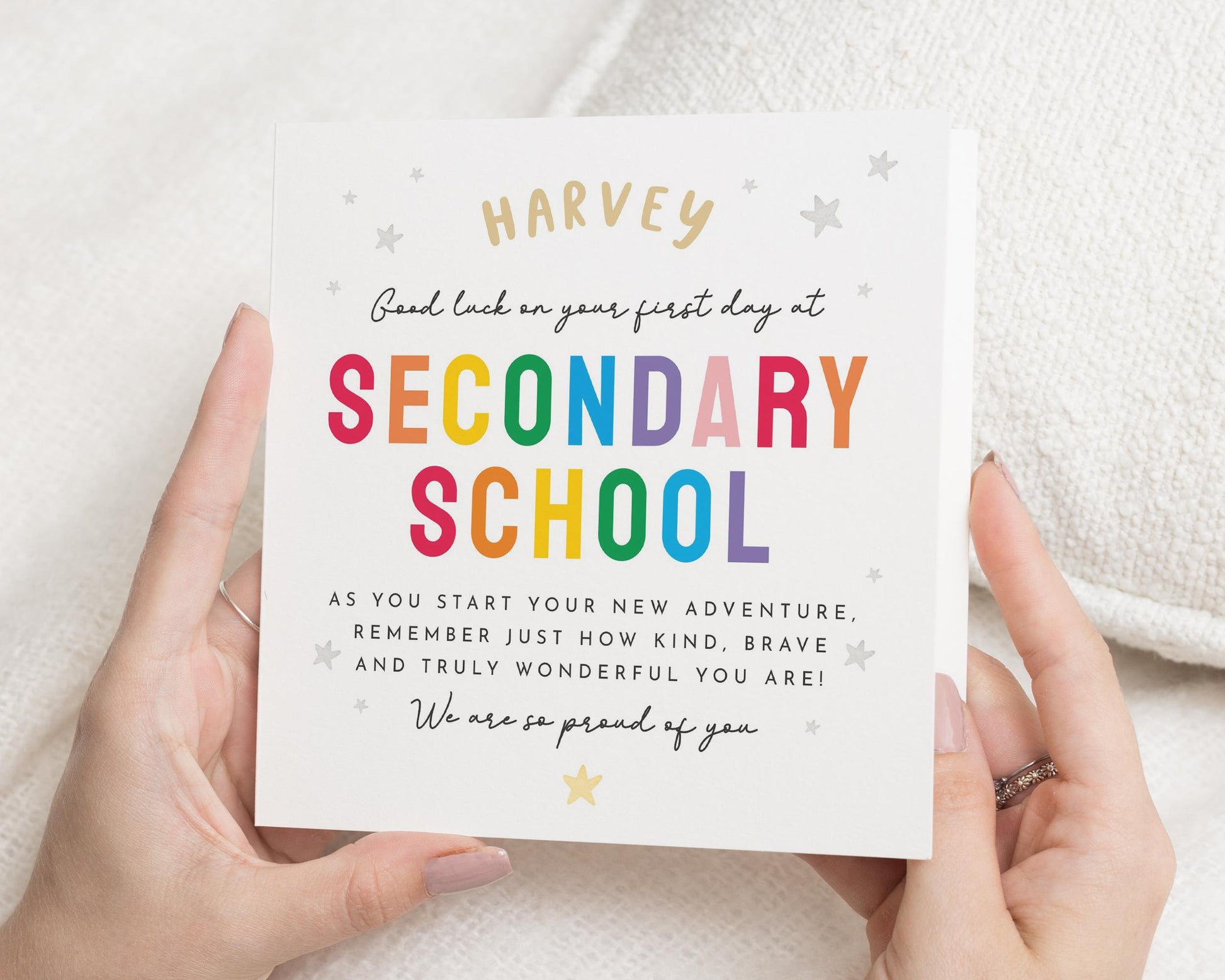 Good Luck Card for Secondary School, Personalised First Day School Card, Good Luck Card for Boy, Girl, Starting School Card