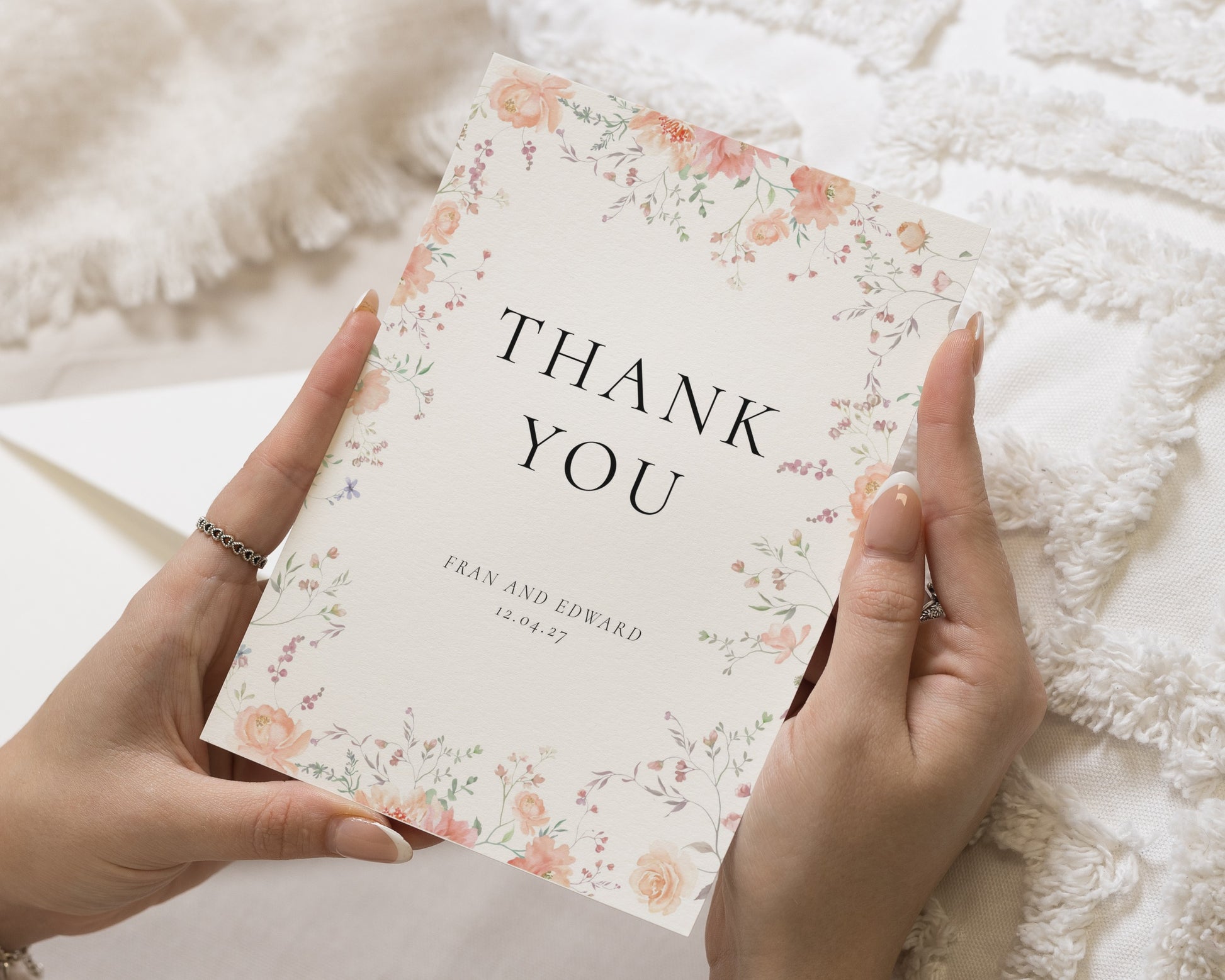 Personalised Wedding Thank You Cards, Personalised Thank You Cards, Floral Wedding Thank You Cards, Wedding Thank You Card, A6 5x7 Cards