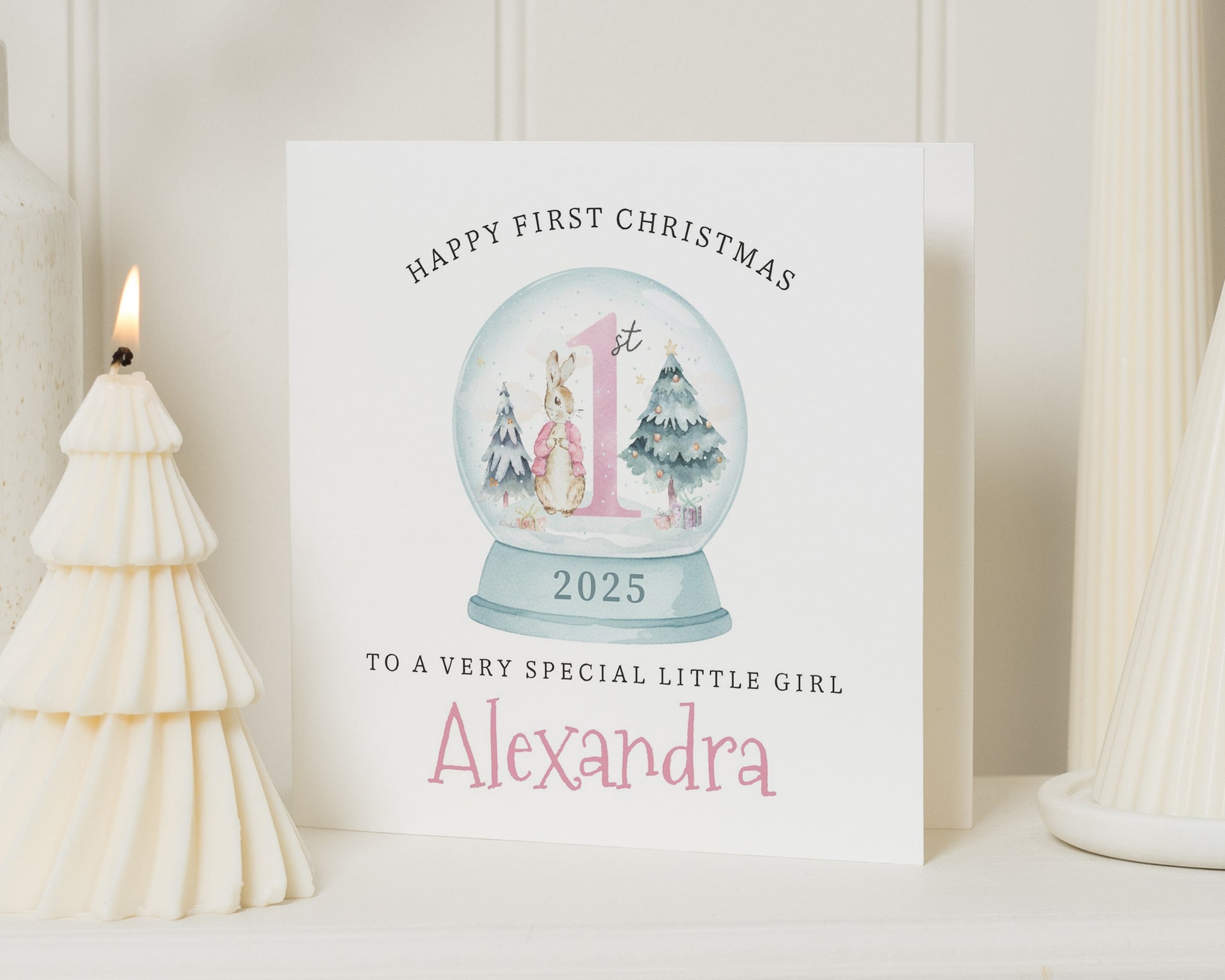 First Christmas Card for Girl, Personalised 1st Christmas Card, Baby Girl Christmas Card, Special Little Girl Christmas Card