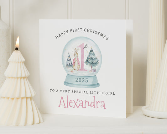 First Christmas Card for Girl, Personalised 1st Christmas Card, Baby Girl Christmas Card, Special Little Girl Christmas Card