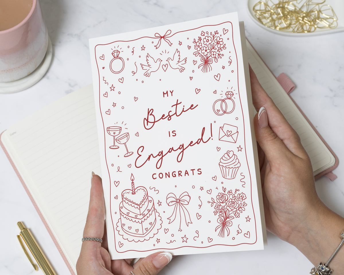 Engagement Card for Best Friend, Bestie Engagement Card, Congratulations Engaged Card, Bride To Be Card, Wedding Card for Her
