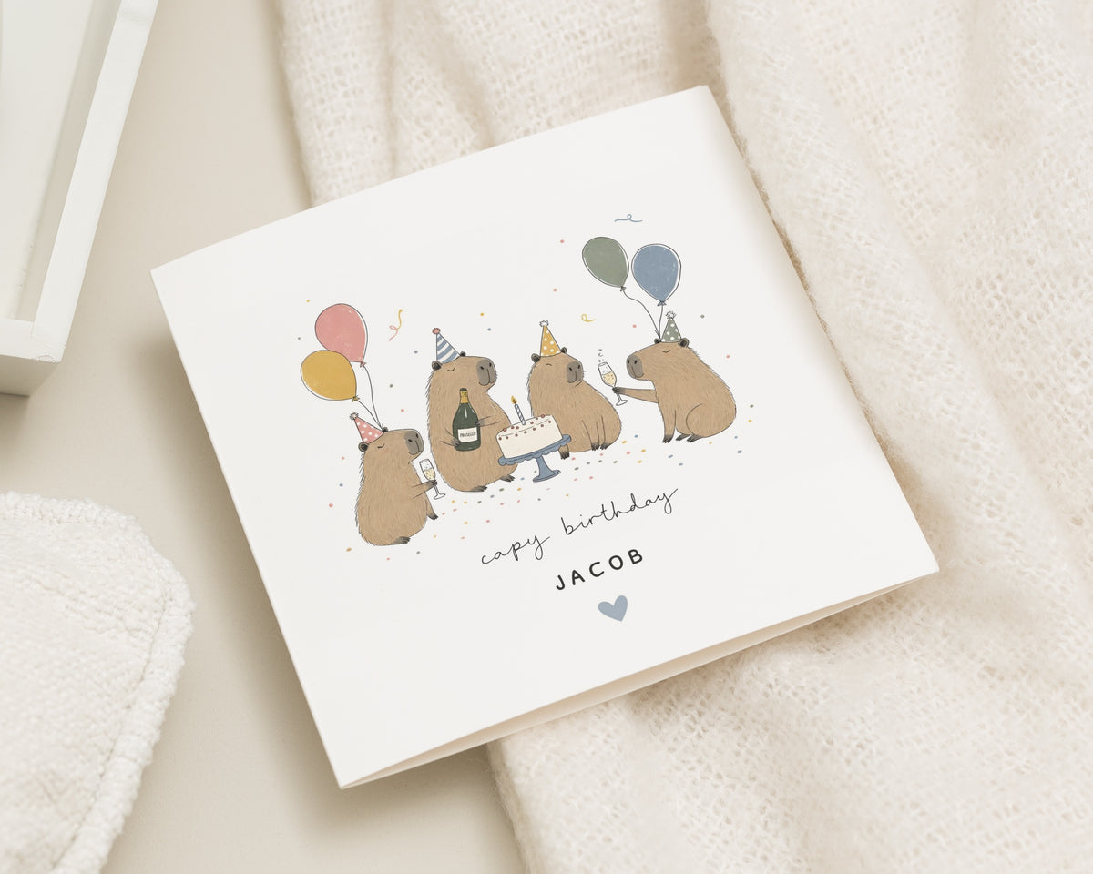 Personalised Birthday Card, Capybara Birthday Card, Cute Animal Birthday Card, Birthday Card for Kids, Birthday Card for Friend, Pun Card