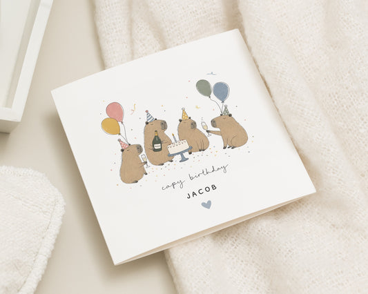 Personalised Birthday Card, Capybara Birthday Card, Cute Animal Birthday Card, Birthday Card for Kids, Birthday Card for Friend, Pun Card