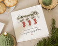 Personalised First Christmas Card, 1st Christmas Card, Family Christmas Card, Christmas Card for Family of Three, Stocking Xmas Card