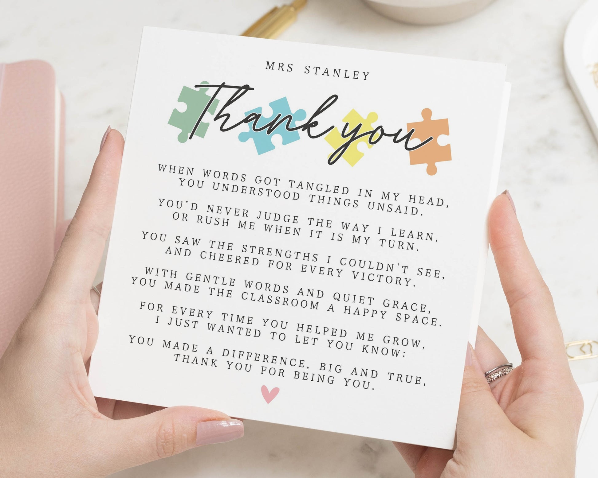 Teacher Thank You Card, Personalised Teacher Card, Thank You Card for Teacher, SEN Teacher Card, Teaching Assistant Card, Teacher Poem Card