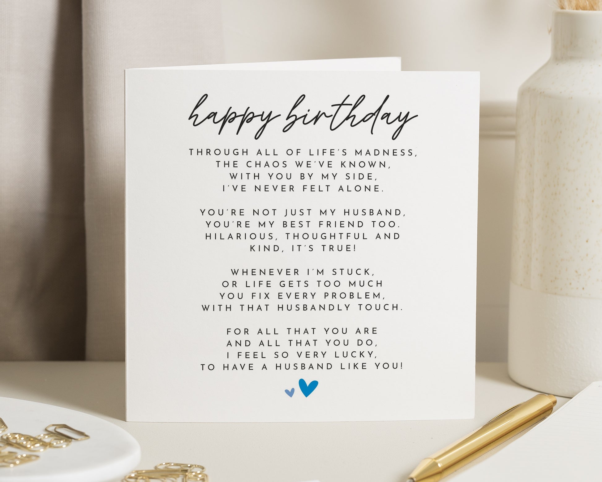 Birthday Card for Husband, Husband Birthday Card, Romantic Birthday Card for Him, Poem Birthday Card for Him, Birthday Card for Hubby