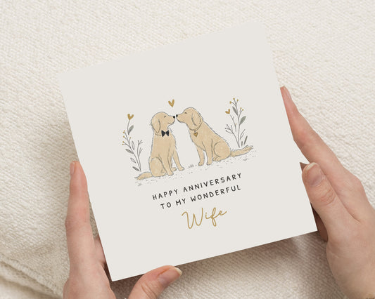 Anniversary Card for Wife, Wife Anniversary Card, Dog Anniversary Card, Romantic Anniversary Card for Her, Cute Anniversary Card