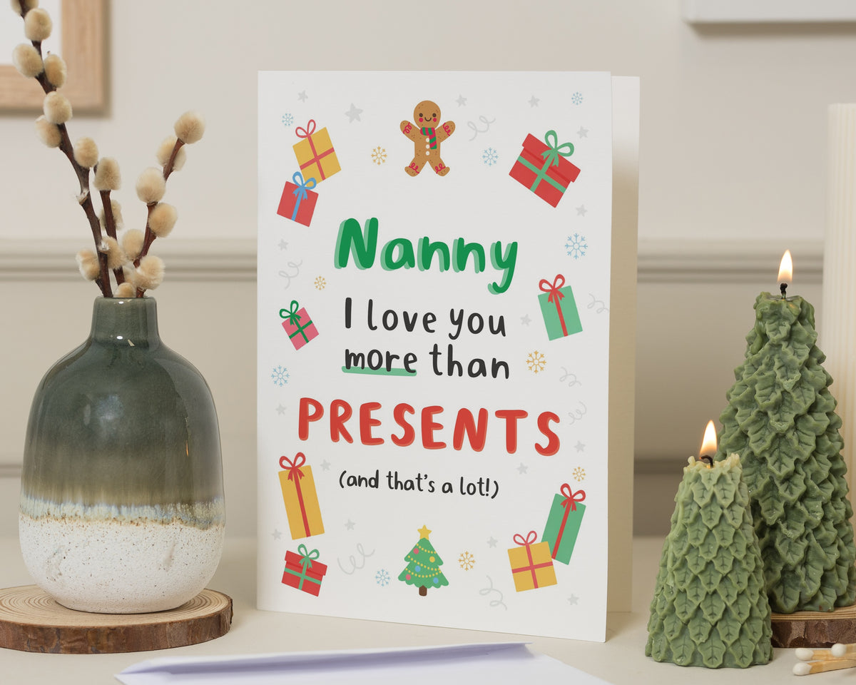 Nanny Christmas Card, Christmas Card for Nanny, Personalised Xmas Card from Grandchild, Cute Christmas Card for Nan from Grandkids
