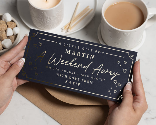 Personalised Weekend Away Gift Voucher for Him, Pack Your Bags Gift Voucher, Holiday Reveal, Trip Gift Experience, Travel Gift for Him