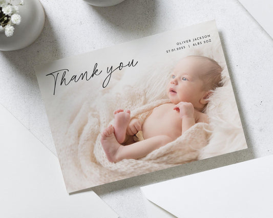 Simple New Baby Thank You Cards, Personalised Thank You Cards New Baby, Baby Photo Thank You Cards, Postcard Thankyou Cards, Thank You Notes
