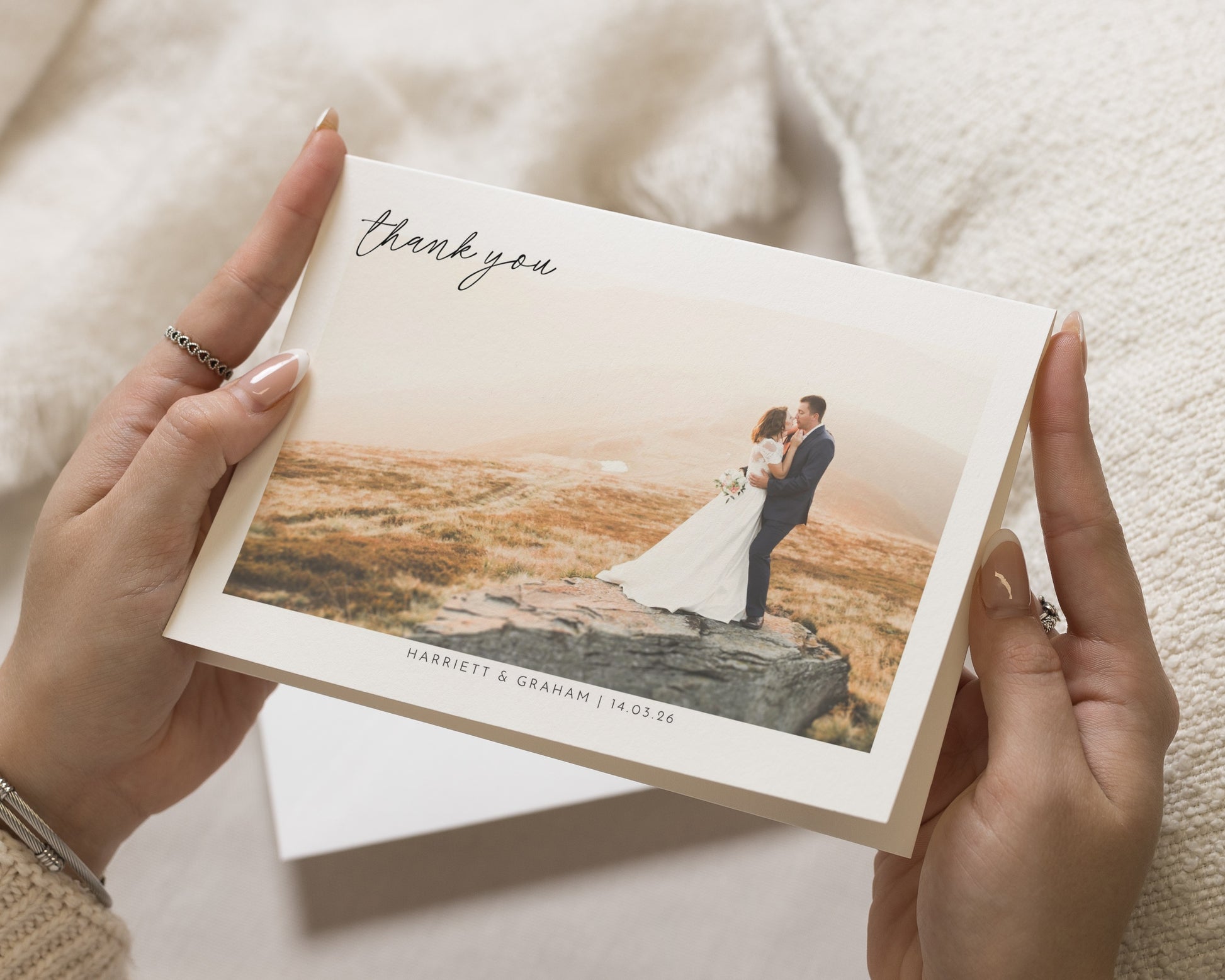 Personalised Wedding Thank You Cards, Photo Wedding Thank You Card, Folded Thank You Cards, Simple Minimal Wedding Thank You Cards