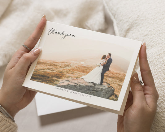 Personalised Wedding Thank You Cards, Photo Wedding Thank You Card, Folded Thank You Cards, Simple Minimal Wedding Thank You Cards