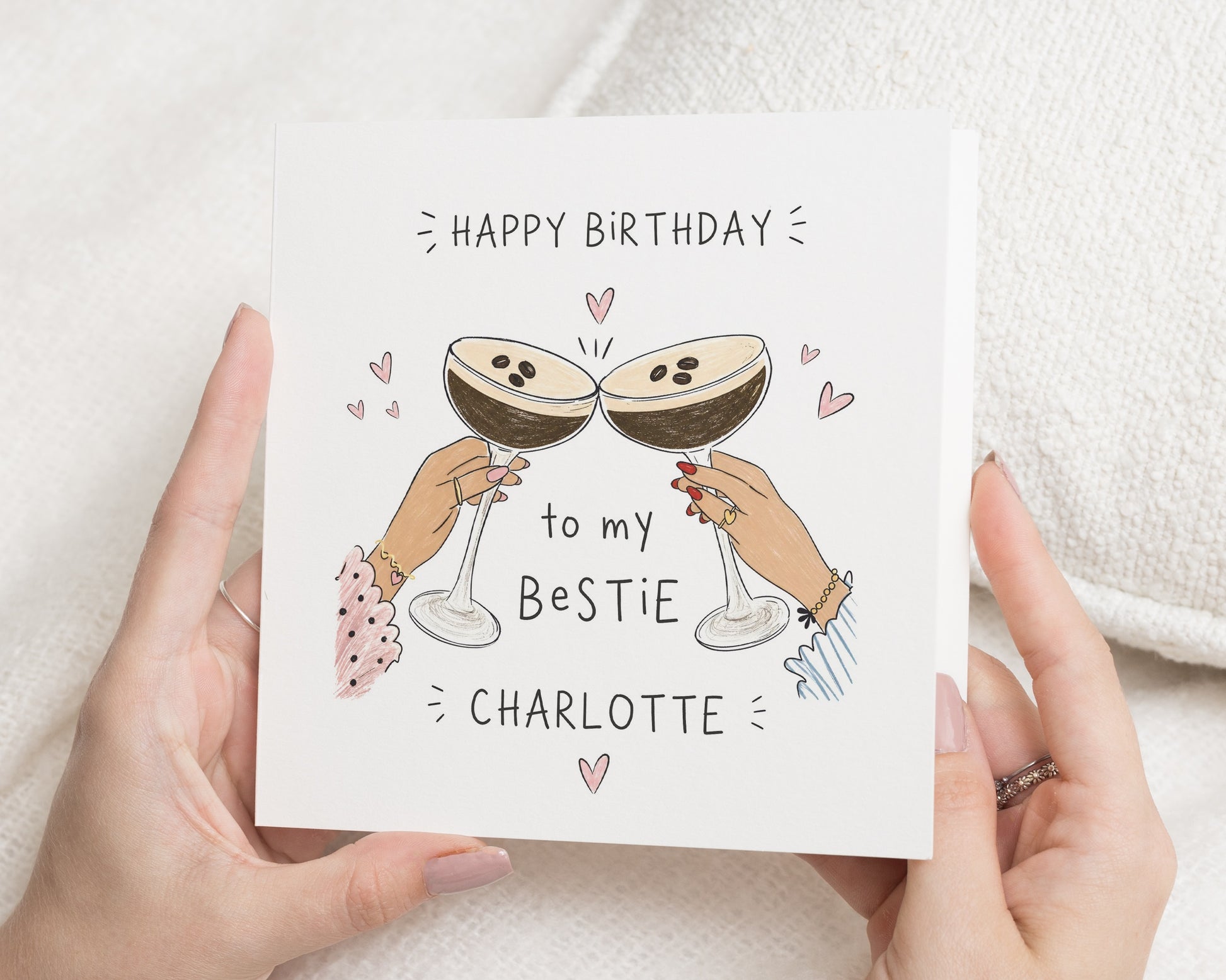 Birthday Card for Best Friend, Bestie Birthday Card, Personalised Birthday Card for Friend, Birthday Card for Her, Cocktail Birthday Card