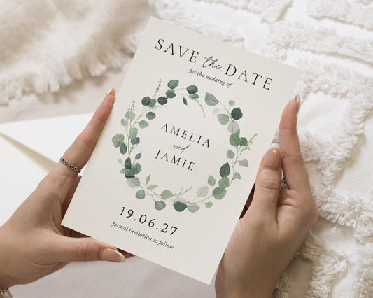 Personalised Save the Date Card, Wedding Save the Date, Greenery Save the Date Card, Minimal Save the Date, Save the Date Cards