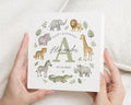 Personalised Birthday Card, Safari Birthday Card, Jungle Animal Birthday Card for Kids, Initial Birthday Card, Children's Birthday Card