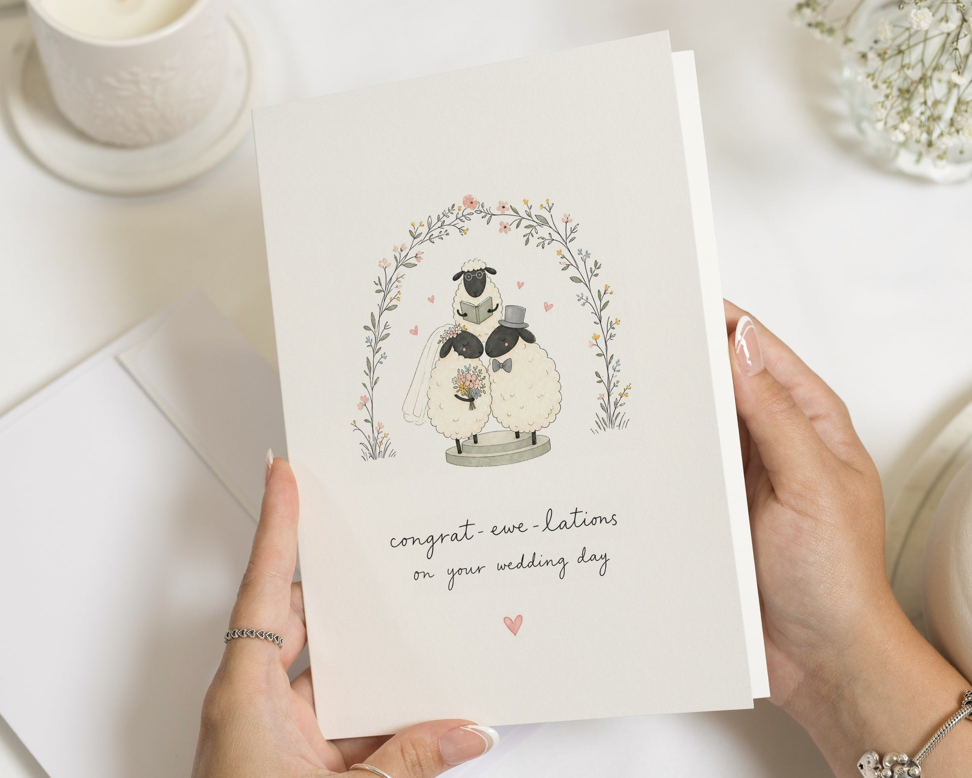 Wedding Card, Congratulations Wedding Card, Wedding Day Card, Bride and Groom Card, Cute Sheep Card, Funny Wedding Card for Couple