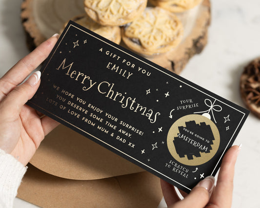 Christmas Gift Voucher for Daughter, Scratch Off Holiday Reveal, Weekend Away Gift Voucher, Personalised Travel Surprise Card