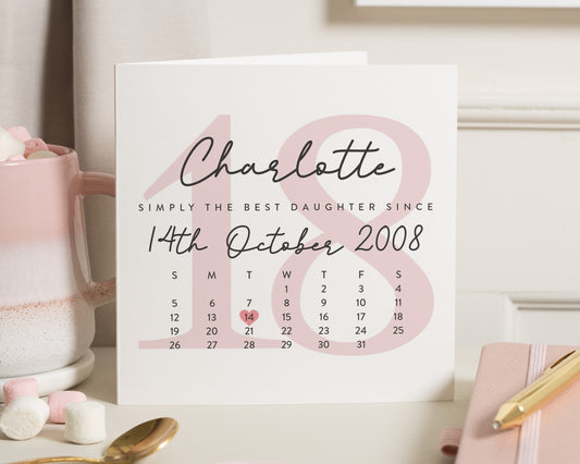 Personalised Birthday Card for Daughter, 16th Birthday Card for Girl, Custom Name Birthday Card, Simply the Best Daughter Card