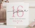16th Birthday Card for Girl, Sixteen Birthday Card, Personalised 16th Birthday Card, Birthday Card for Daughter, Pink Glitter Card