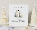 Personalised Christmas Card, Square Christmas Card, Cute Polar Bear Card, Custom Name Christmas Card, Personalised Xmas Card