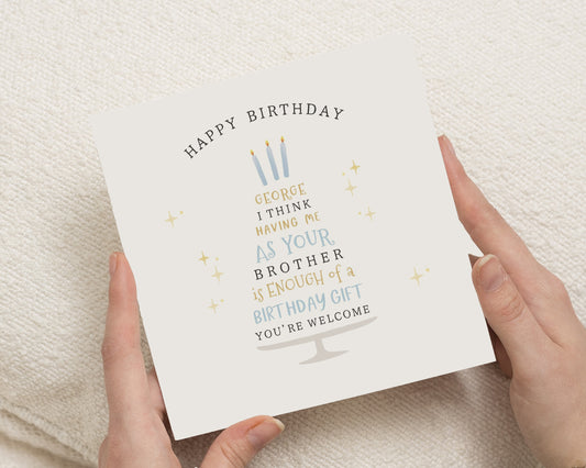 Funny Birthday Card from Brother, Personalised Birthday Card, Birthday Card for Sister, Birthday Card for Brother, Sibling Card